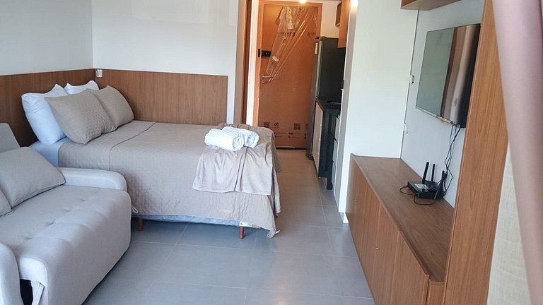 Flat de 1 quarto beira mar Atlantico Carneiros